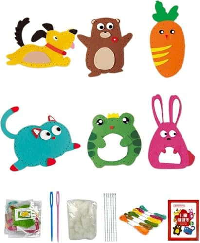comvastars Nähset Für Kinder, Filztiere Nähen Set,bastelset kinder 4 jahre,Schule der magischen tiere,DIY Tierformen Filz Nähset Kindere ab 6 jahre,Animals Sewing Kit,Bastelset Kinder ab 6 Jahre.