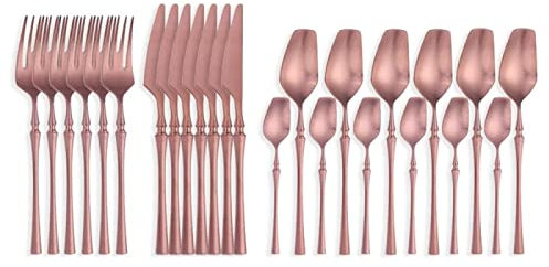MMRTDJDR Ensemble de Couverts 24pcs Vide-Table 304 Couvoirs en Acier Inoxydable Set Gold Mondinette à Fourchette Couteau Spoon Occident
