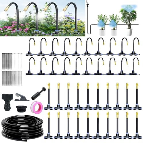 360° Curved Garden Automatic Irrigation System,Bewässerungssystem Garten, Hochbeet bewässerung Gewächshaus,sprühschlauch bewässerung,Tropfbewässerung für Blumenbeete/Terrasse/Rasen/Landschaft 20m