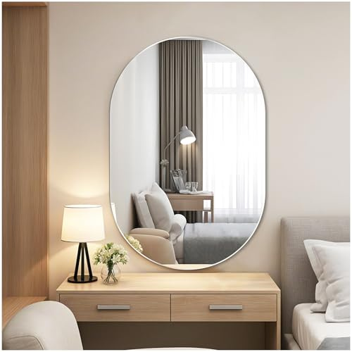 JMITHA Miroir Mural Ovale Miroir Salle de Bain Ovale 40 x 60 cm pour Entrée Chambre Salon Salle de Bain
