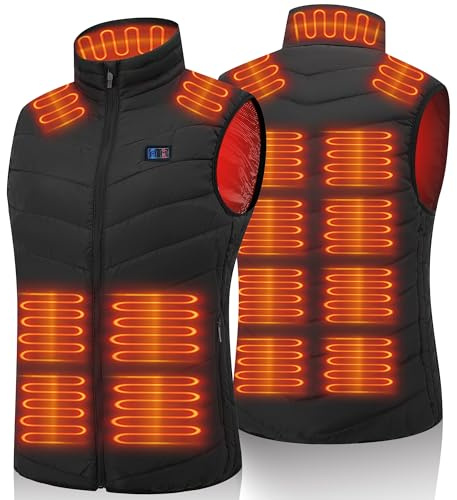 vapesoon Beheizbare Weste für Herren, Heizweste mit 15 Heizpads für Outdoor-Aktivitäten Motorradfahren Wandern Camping (Akku nicht enthalten)