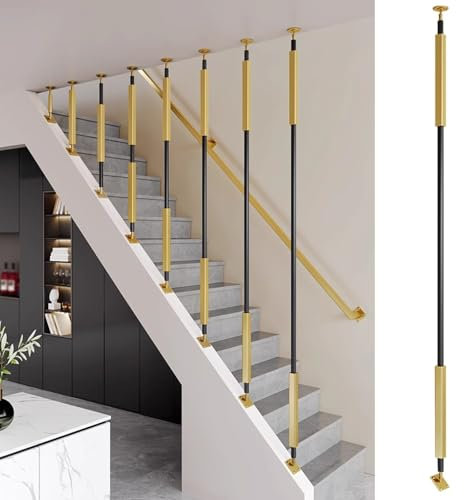 Corrimano regolabile per scale interne in ferro battuto personalizzabile con balaustre in oro bianco e nero per terrazza chalet mansarda 1 pezzo nero