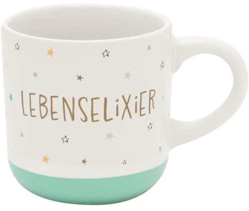 GRUSS & CO Espresso Cup with Elixir of Life Motif | Mini Mug Made of Stoneware, 10 cl, Cup with Gift Bandole | Gift Friends, Birthday | 74654