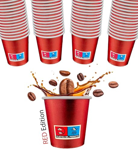 SWEEPING, 300 Bicchierini Caffè monouso,tazzine caffe in carta da 75ml - RED EDITION - Bicchieri caffe monouso per un esperienza elegante