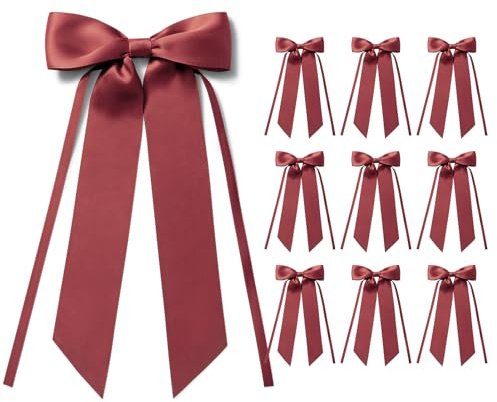 MORSUNBELA Rot Schleifen Hochzeit Deko Schleife Kommunion Geschenkschleife für Geburtstag Weihnachten Girlande Geschenke,10 Stück,Dunkelrot