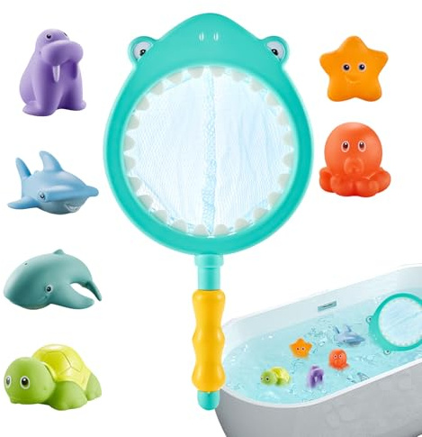 Giocattoli Per Vasca - Animali Galleggianti Giocattoli Acquatici 6 Pezzi - Set Da Con Retino E Attività Per Bambini In Età Da Prima Infanzia