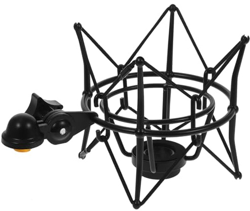 SAFIGLE Soporte Metálico Antivibración Tipo Araña para Micrófono de Condensador Grande Soporte Negro para Grabación Profesional Estudio y Radiodifusión