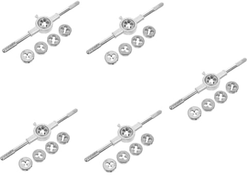 DIYEAH 5 Set Set di Filiere e Maschi in Acciaio Inossidabile M5-m12 Chiave a Bussola, Utensile per Filettatura Manuale Resistente e Compatto, Kit Multiuso per Lavori di Maschiatura