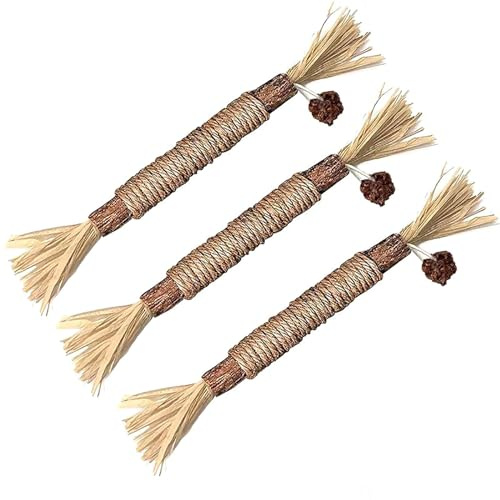 YROHGKPN Jouet à l'herbe à chat naturelle menthe goudron bâton chat mâcher chaton dents lécher propre cadeau 3 pièces santé