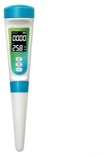 2 in 1 Lebensmittel-pH-Messgerät und Temperaturtester für halbfeste Lebensmittel, Käse, Teig mit automatischer Temperaturkompensation, Edelstahlsonde, LCD-Display, Weiß