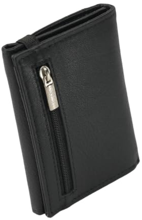 GRESEL Portefeuille slim pour homme en cuir véritable avec porte-monnaie, porte-cartes, noir, Nappa noir doux, Mince, Nappa souple