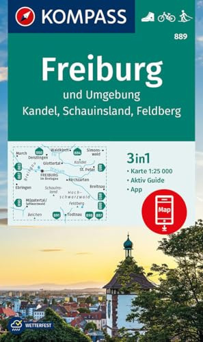 KOMPASS Wanderkarte 889 Freiburg und Umgebung, Kandel, Schauinsland, Feldberg 1:25.000: 3in1 Wanderkarte mit Aktiv Guide inklusive Karte zur offline Verwendung in der KOMPASS-App. Fahrradfahren.