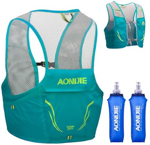 TRIWONDER 2.5L Ultraleicht Trinkrucksack, leichte Rucksackweste, Laufrucksack mit Soft Flasks für Marathon, Bergläufe, Radfahren (Hellblau, M/L - 90-102 cm)