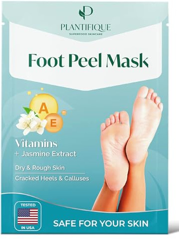 PLANTIFIQUE Foot Peeling Mask - Peeling Foot Mask Dermatologically Tested Repairs Heels & Removes Dry Dead Skin for Baby Soft Feet (Jasmine, 1 Count (Pack of 1))