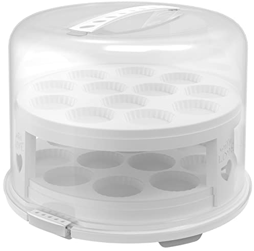 Rotho Fresh Tortenglocke hoch mit Trays, lebensmittelechter Kunststoff (PP) BPA-frei, weiss/transparent, (35.5 x 34.5 x 26.0 cm)
