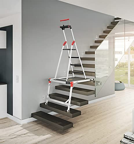 Escabeau en Aluminium 4 marches Larges Hailo L100 + Plateforme TP1