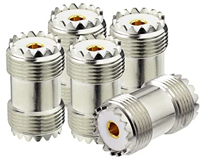 Superbat SO239 Barrel Adapter 5 Stück UHF PL259 Buchse zu Buchse Koaxial-Adapter Koppler für CB Ham Radio Antenne SWR Meter Kabel | PL259 Hohlstecker Adapter Kupplung für CB Ham Radio Antenne SWR Meter Kabelverlängerung