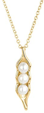 Women's Gold Tone 3 Simulated Pearls Peas in a Pod Pendant (16 chain) - Pea Pod Jewelry - Necklaces for Women - Gift for Her - Gifts for Mom