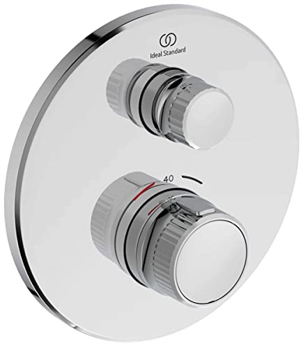 Ideal Standard A7295AA Ceratherm Navigo Brausethermostat Unterputz, eine Entnahmestelle, Dusche Duscharmatur Duschthermostat, Temperatursperre bei 40° C, Chrom
