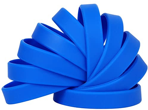 LVNRIDS 100 Stück Silikonarmband für Kinder Blau, 18 cm Silikon Armbänder Elastische Gummiarmbänder für Jungen Mädchen Schule Aktivität Party Geschenke