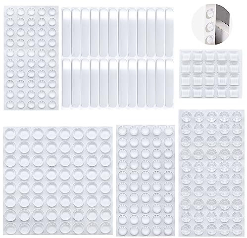 ZOCONE 258 Piezas Lagrimas Silicona Adhesivas, Gotas Silicona Adhesivas Pequeñas 5 Formas Almohadilla Autoadhesiva Transparentes Parachoques para Muebles, Amortiguación de Ruido Protector Antigolpes