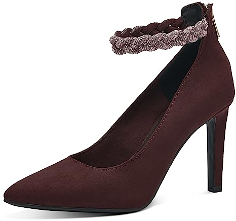 MARCO TOZZI Damen Pumps Spitz mit Riemen Spitz Elegant, Rot (Bordeaux), 39