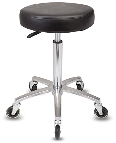 Staboos Rollhocker bis 160 kg - Premium Sitz rund - Praxishocker (Premium Rollen) Drehhocker höhenverstellbar (55 cm bis 75 cm) Rundsitz