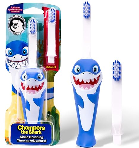 Kids Soft Bristle Shark Toothbrush for Ages 2+, Gentle and Cute Toothbrush for Children with Replaceable Brush Head, Ergonomic Handle Kids Brush for Teeth Care Ideal for Toddlers, Shark Design