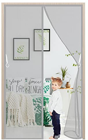Magnetic Garage Screen Door Mesh Screen Door Grey 285x290cm Magnetic Fly Insect Screen Door Seal Automatically Easy to Install Without Drilling Suitable for All Doors and Windows