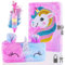 Beihre Unicorn Tagebuch mit Schloss, Plüsch Notizbuch Set mit Code Geheime Private Tagebuch Buch mit Stift Tasche für Kinder die zur Schule Zurückkehren (Lila)