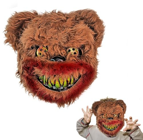 Masque d'Halloween, masque d'ours d'horreur, masque d'ours sanglant,pour adultes et enfants, jeu de rôle de carnaval d'Halloween,décoration de masque d'animal effrayant,peut être utilisé comme cadeau