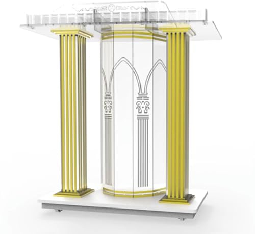 ASSICON Schräges Podium 3,64 Fuß großes, durchsichtiges Acryl-Podium, tragbares Präsentationspult für Kirchen, Kanzel, Schreibtisch, bodenstehende Podien für Kirchen, Schulpult Bodenstehendes Podium