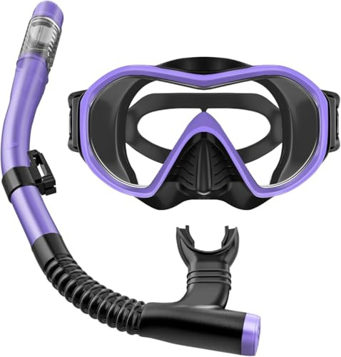 UPhitnis Maschera Snorkeling Adulto - Anti-Nebbia Maschera Subacquea Adulti con Boccaglio per Immersioni, Snorkeling e Nuoto - Maschera Sub Antiperdita Vista Panoramica per Donne e Uomo
