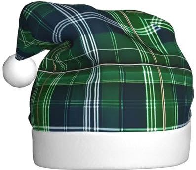 ZISHAK Blauer schottischer Schottenkaro, entzückende Weihnachtsmütze für Erwachsene, Plüsch, dekorative Mütze für Urlaubsspaß