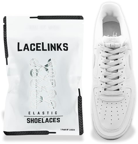 LaceLinks Elastic No Tie Shoe Laces – Quick Lock Stretchy Shoelaces for Adults & Kids, Sneakers, Running and Casual Shoes (WHITE)