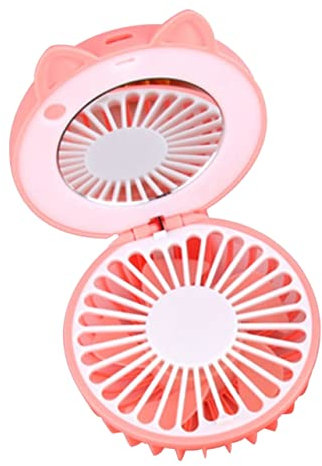 MOLUCKFU Ultra-silent Usb Charging Portable Mini Fan Makeup Mirror Folding Design for Use Lightweight and Rechargeable