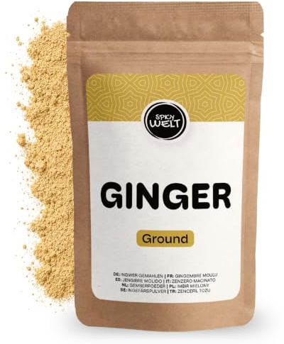 Spicy Welt Zenzero Macinato (250g) – Zenzero in Polvere per Biscotti, Tisane, Curry e Marinature | Gusto Fresco e Limonato | 100% Naturale, Senza Additivi
