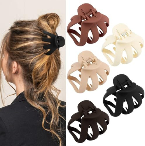 ZMREN Octopus Haarklammer, 5 Stückr Haarspangen für dickes lockiges langes Haar, Hair Claw Clips mit breitem Griff, Haarspangen Damen