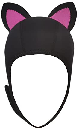 Zxpjkyu Fashionable Cat Ears Neoprene Diving Hood for Women and Kids - Effortless Wear and, Rose Red Ear S