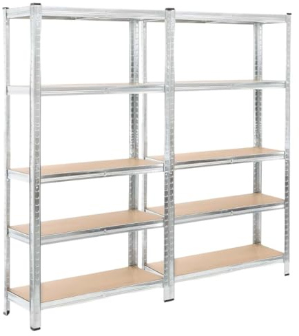 CILVANI SRL Scaffalatura in metallo composta da un Set di 2 scaffali componibili 40x80x180cm cadauno in acciaio color metallo