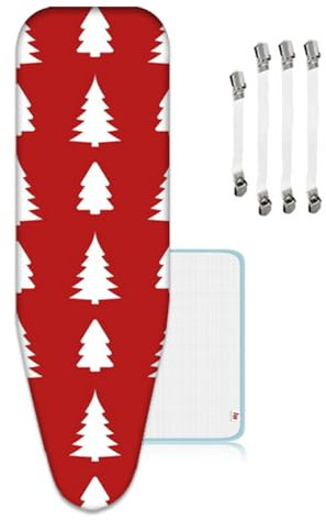 ZJBKX Bügelbrettbezug 150x50cm aus Baumwolle, Bügelauflage Set Enthält 4 Bezugsspanner + 1 Bügeldecke + 1 Bügeltischbezug