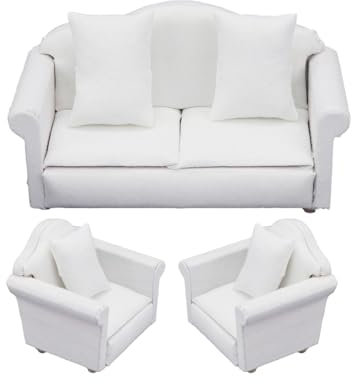 Miniatur-Sofa-Möbel-Spielzeug, Puppensofa Sofa-Sessel, Puppenhauscouch, Puppenmöbel, Puppenhaus Möbel Sofa mit Kissen, Puppenhaus Möbel Zubehör