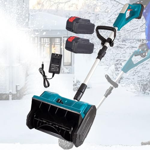 Pala de nieve inalámbrica, barredora de nieve eléctrica con empuje, pala de nieve de 33 cm de ancho, pequeña herramienta de limpieza de nieve para el hogar, herramienta de limpieza de nieve,2Battery