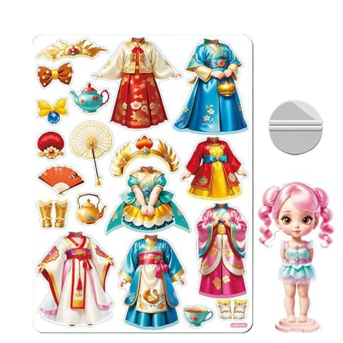 Generisch Papier-Anziehpuppen, magnetische Papierpuppen - Kostüm-Anzieh-Magnetprinzessin-Rollenspielpuppen | Bunte kreative Magnet-Kleidungspuzzles für Weihnachten, Geburtstag