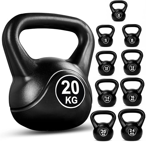 FK Sports Kettlebell Set - Heavy Weight Vinyl Kettlebells Set for Exercise Home Gym Workout - 16kg, 20kg, 24kg Kettlebell Weight Set for Women & Men - Gym Equipment for Home