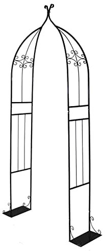 Metal Gothic Garden Arbor for Climbing Plants Outdoor Trellis Weather Resistant Black Arch for Wedding Decoration