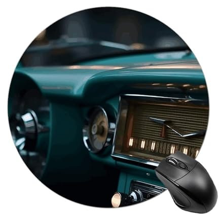 Round Mousepad with Non-Slip Rubber Base MouseMat Washable Waterproof Gaming Mousepad Car Radio Mice Pad for Computer Office Desk Accessories 7.8x7.8 Inches