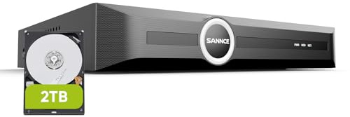 SANNCE 6MP 8CH PoE NVR with 2TB Hard Drive, 8 Channel Surveillance Network Video Recorder for 24/7 Surveillance Recording, Supports 6MP/5MP/4MP/1080P HD PoE IP Cameras