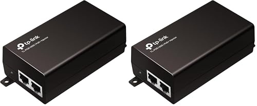 TP-Link TL-POE160S PoE+ Injektor (2 Gigabit-Ports, kompatibel mit 802.3af /at, Gesamtleistung mit bis zu 30W, Wandmontage und Desktop-Design, Plug and Play) Schwarz, único (Packung mit 2)