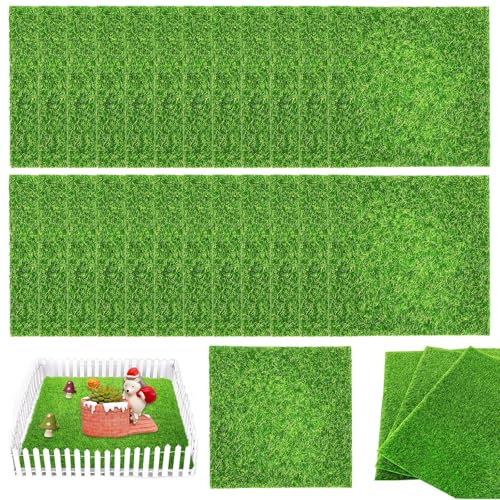 Césped artificial en miniatura, 25 unidades de musgo artificial en miniatura 15 x 15 cm, decoración de jardín en miniatura, césped artificial en miniatura, alfombra de césped artificial, césped de